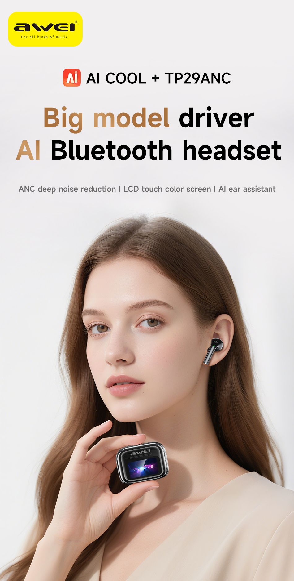 TP29 True Wireless Bluetooth Earbuds, Touch Control In Ear Headphones,black