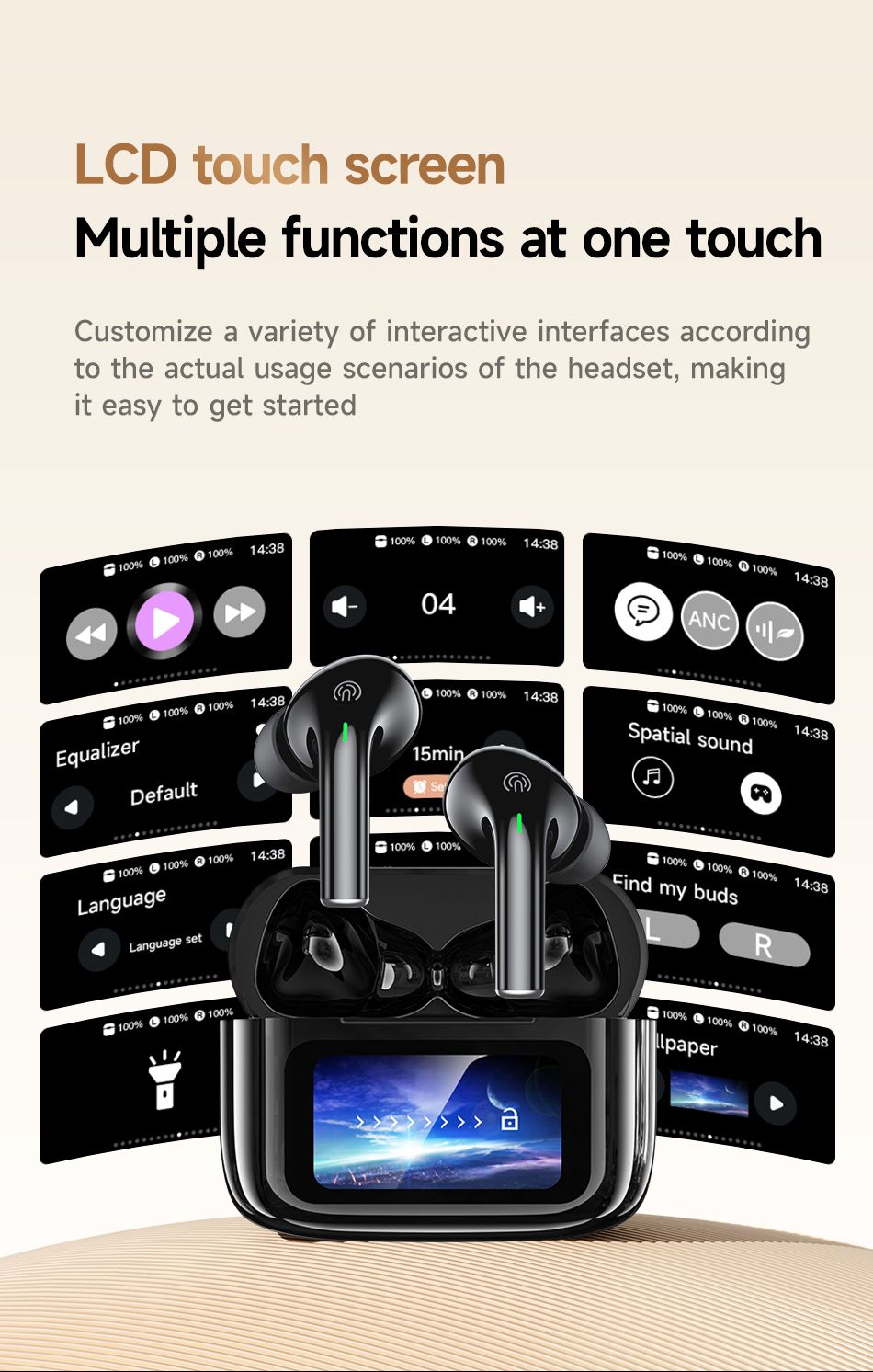 TP29 True Wireless Bluetooth Earbuds, Touch Control In Ear Headphones,black