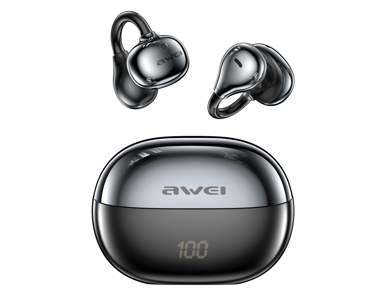 AWEI TZ50 Open Ear Wireless Earbuds with LED Power Display,black
