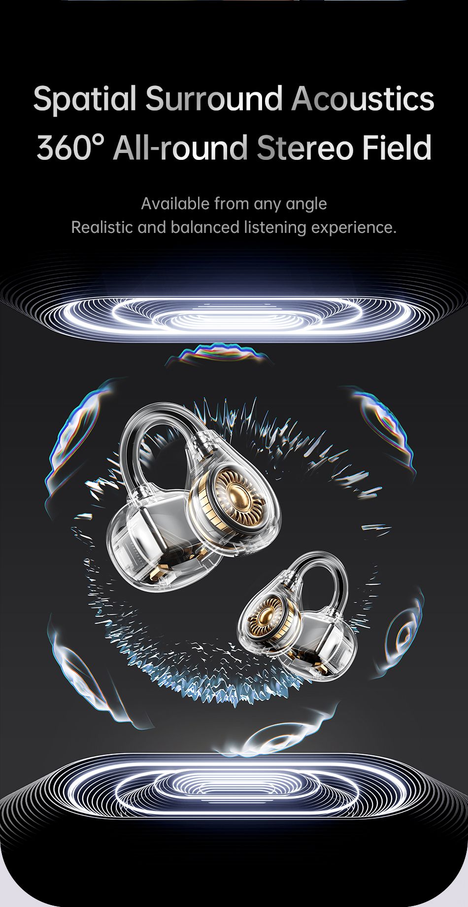 AWEI TZ50 Open Ear Wireless Earbuds with LED Power Display,black