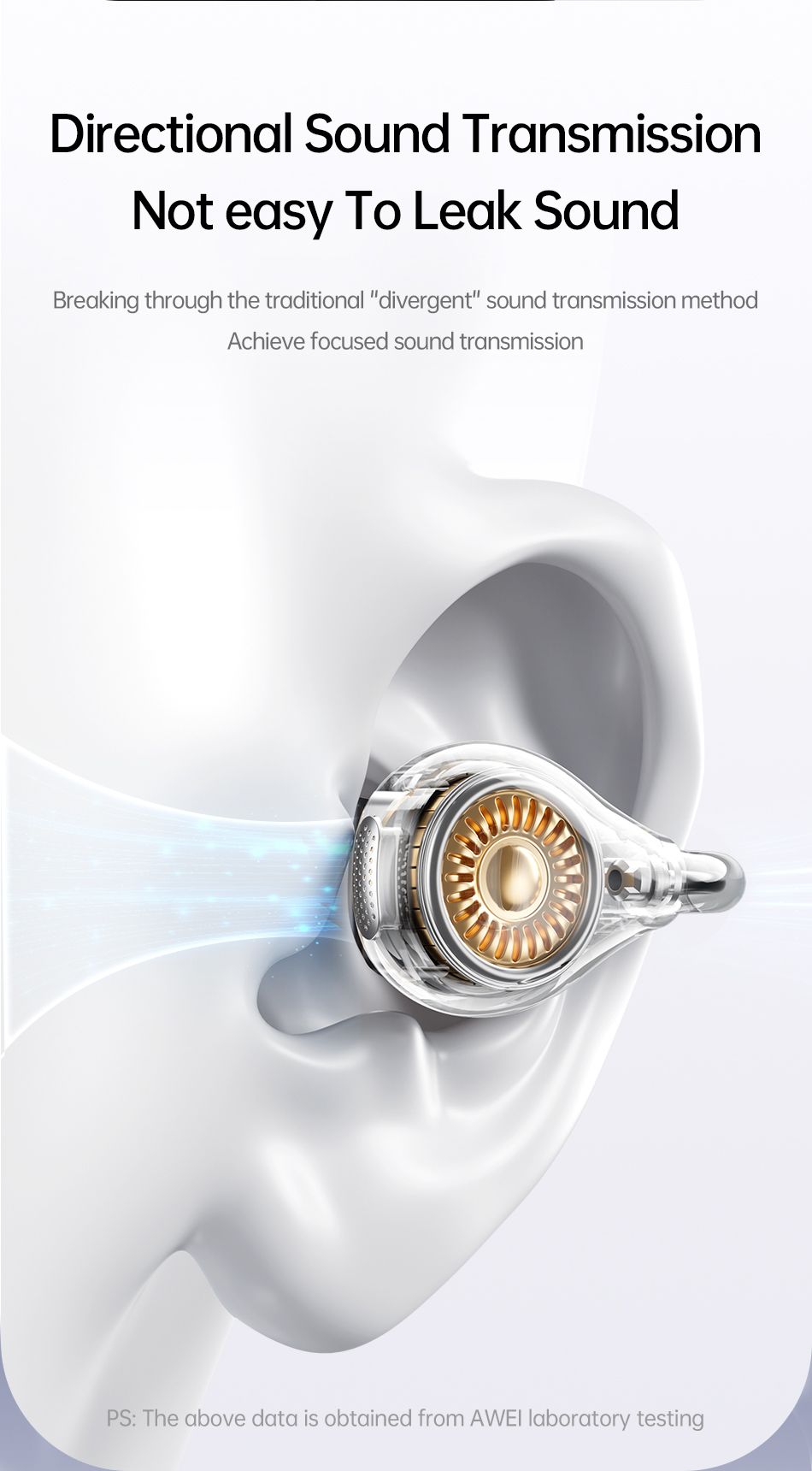 AWEI TZ50 Open Ear Wireless Earbuds with LED Power Display,black