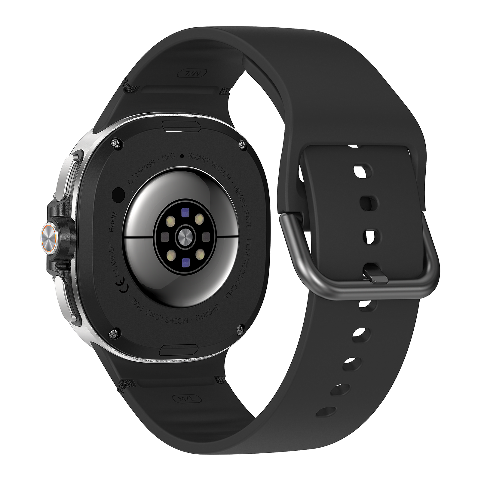 Watch8Classic-SU02 Smart Watch, Silicone Strap, Full Touch Screen, Black