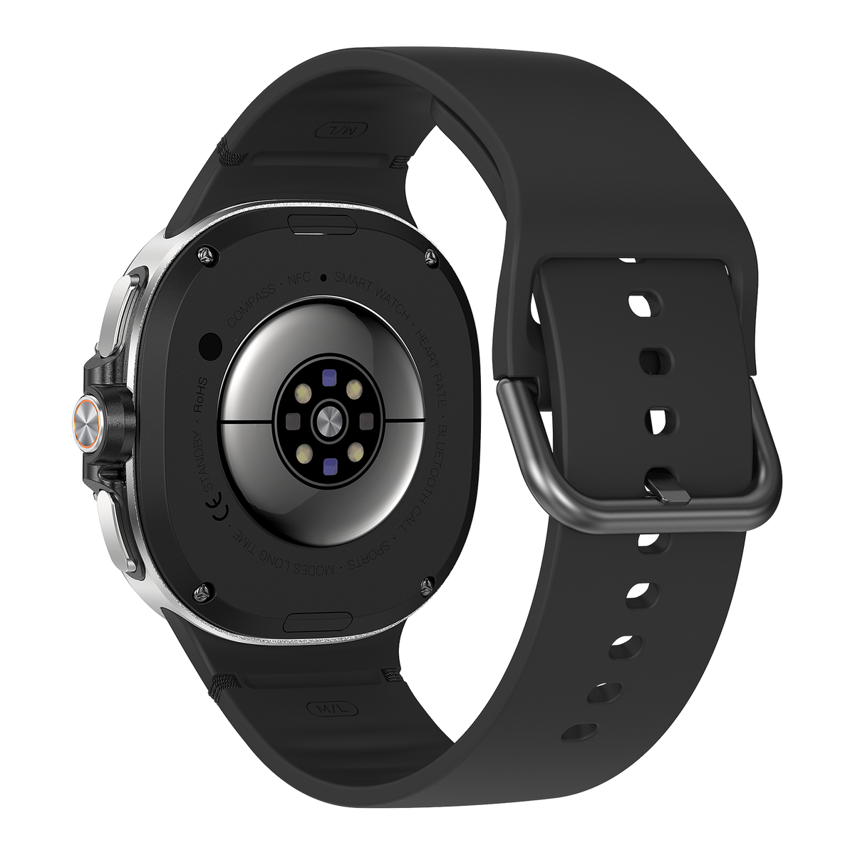 Watch8Classic-SU02 Smart Watch, Silicone Strap, Full Touch Screen, Black