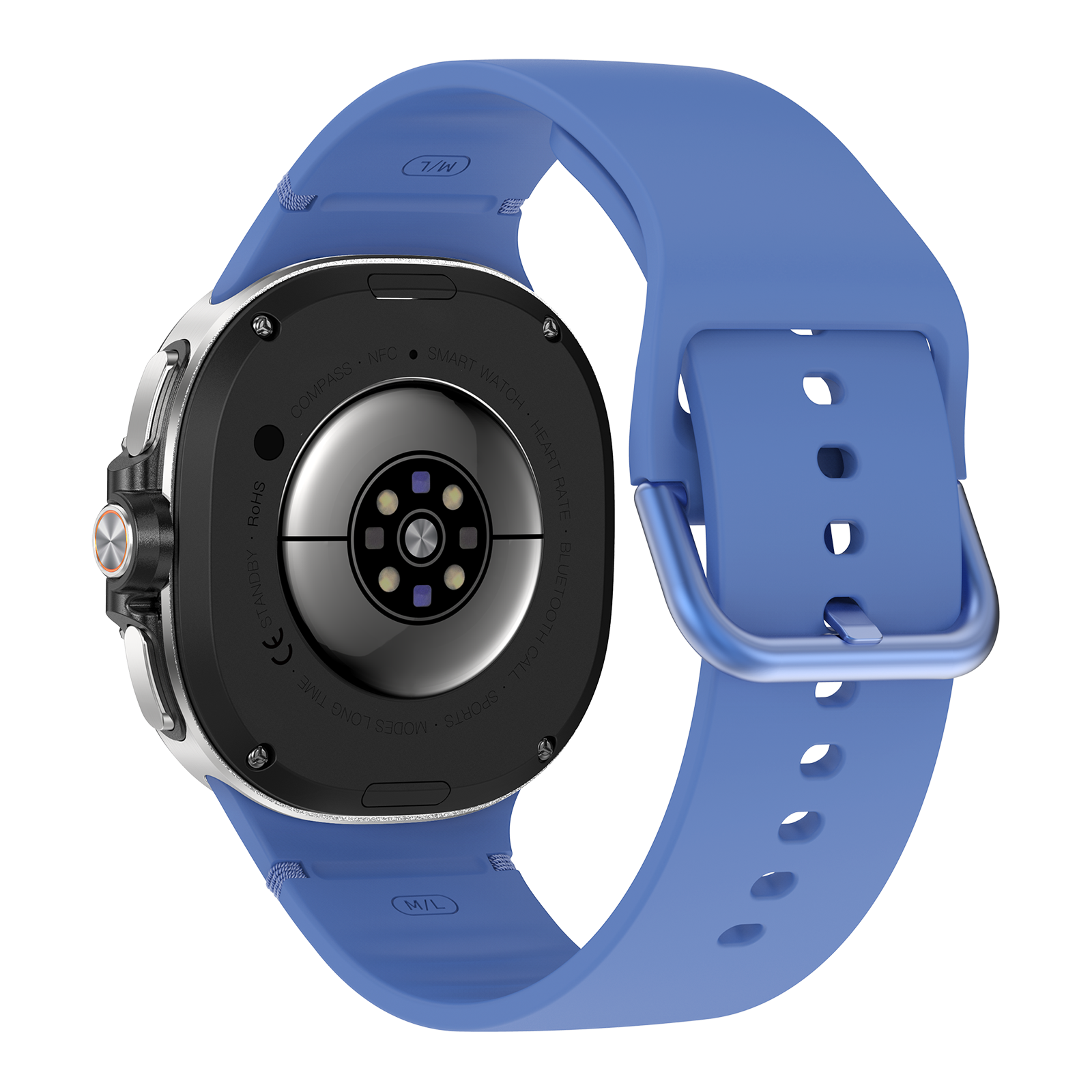 Watch8Classic-SU02 Smart Watch, Silicone Strap, Full Touch Screen, Blue