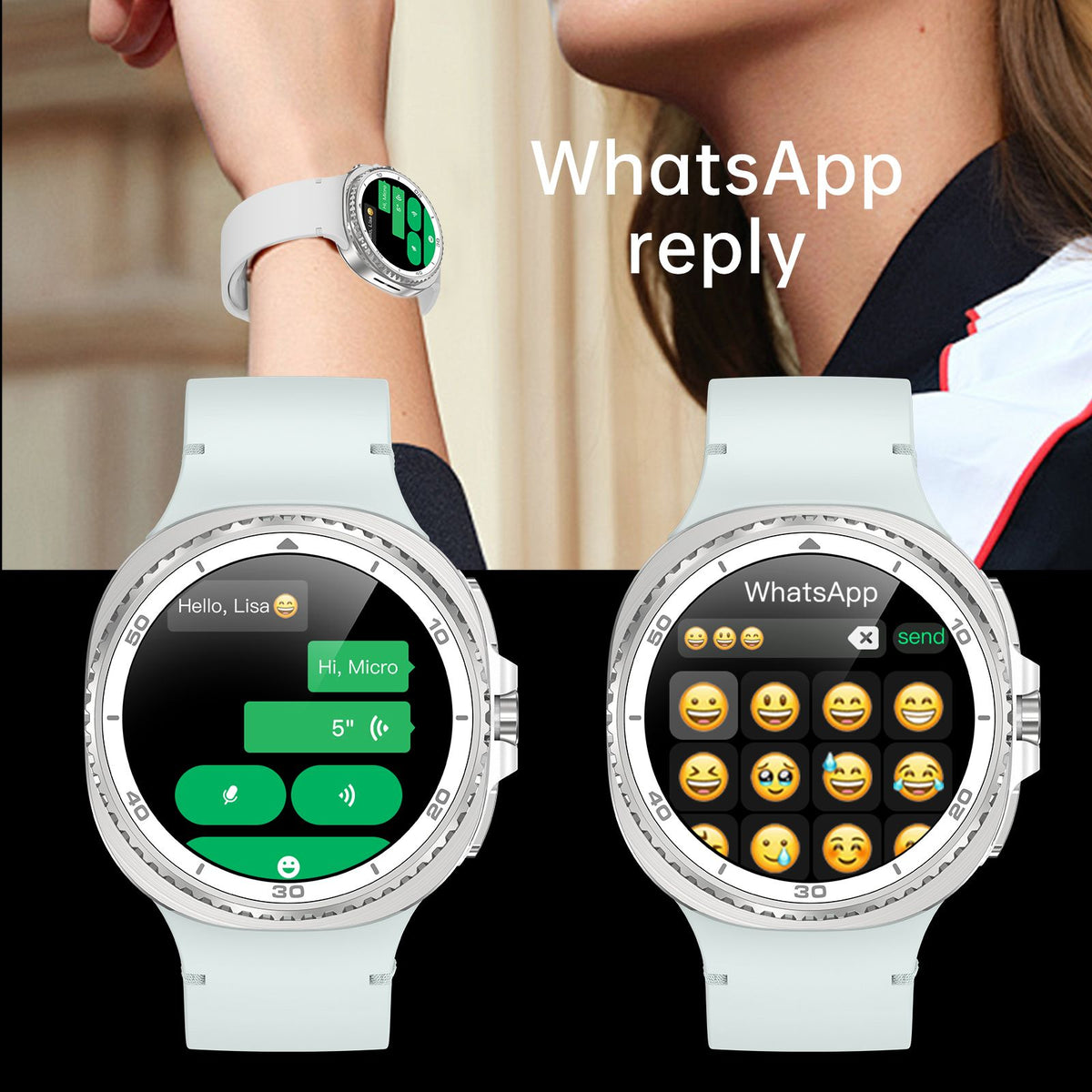 Watch8Classic-SU02 Smart Watch, Silicone Strap, Full Touch Screen, Green