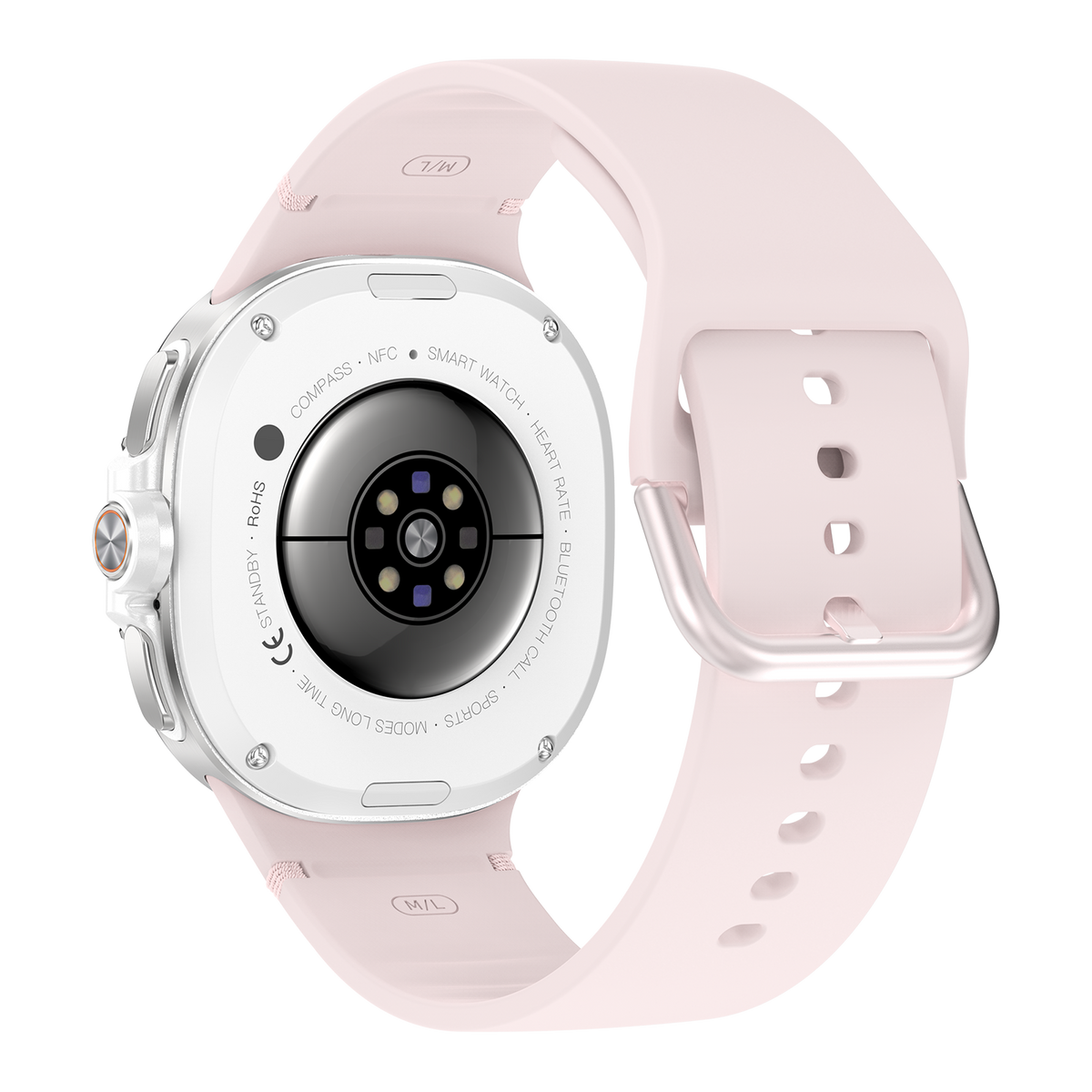 Watch8Classic-SU02 Smart Watch, Silicone Strap, Full Touch Screen, Pink