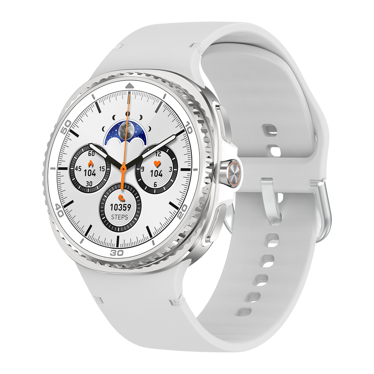 Watch8Classic-SU02 Smart Watch, Silicone Strap, Full Touch Screen, White
