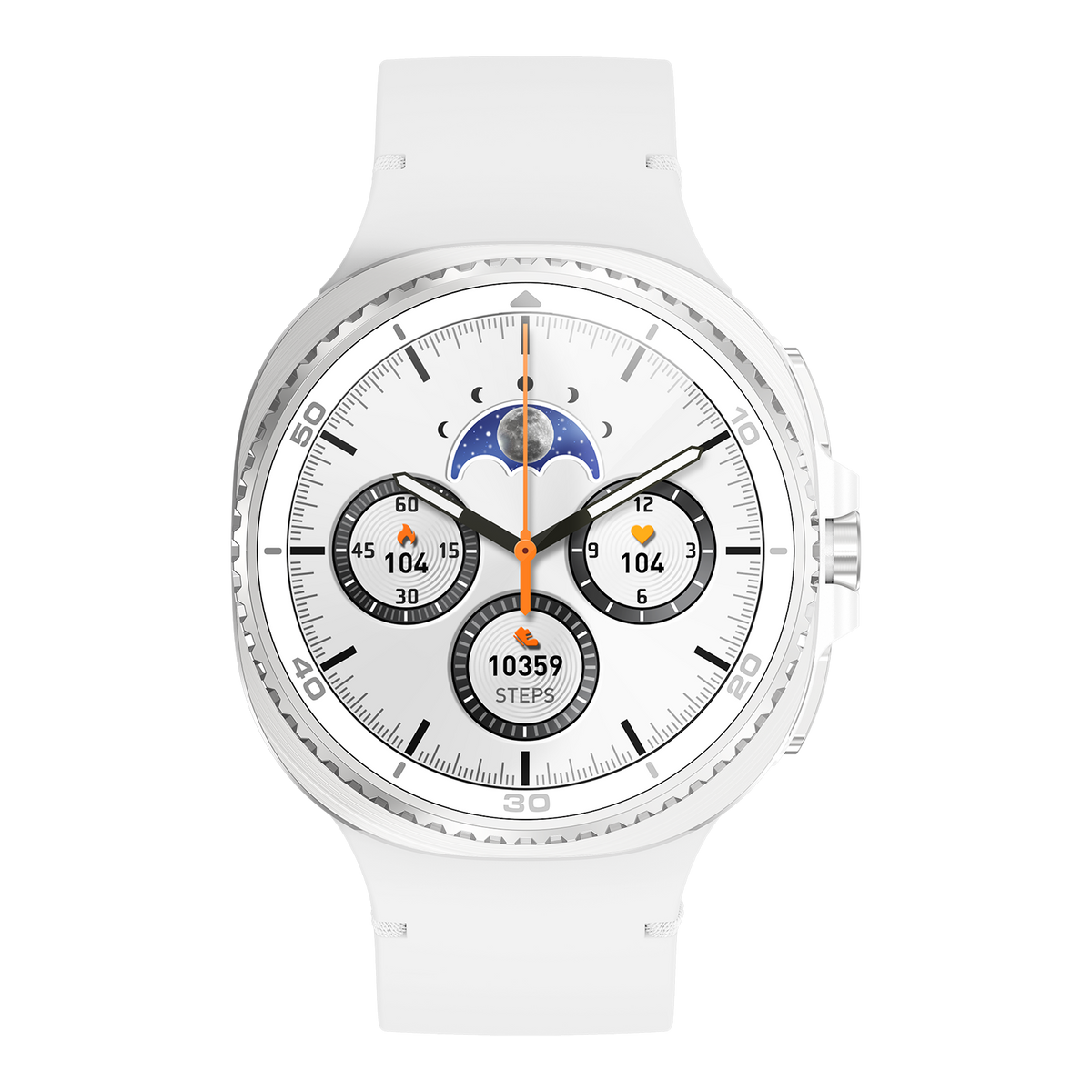 Watch8Classic-SU02 Smart Watch, Silicone Strap, Full Touch Screen, White