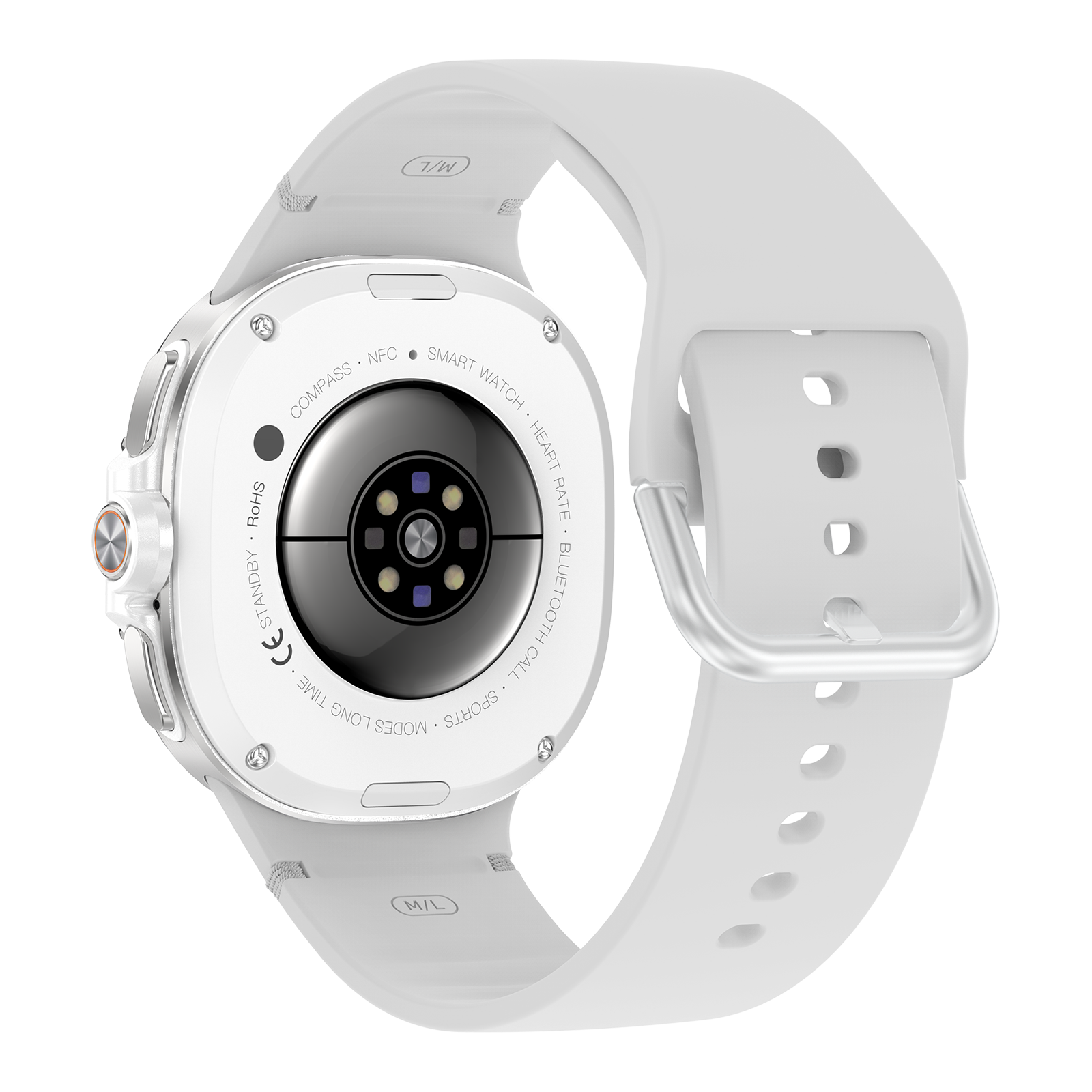 Watch8Classic-SU02 Smart Watch, Silicone Strap, Full Touch Screen, White