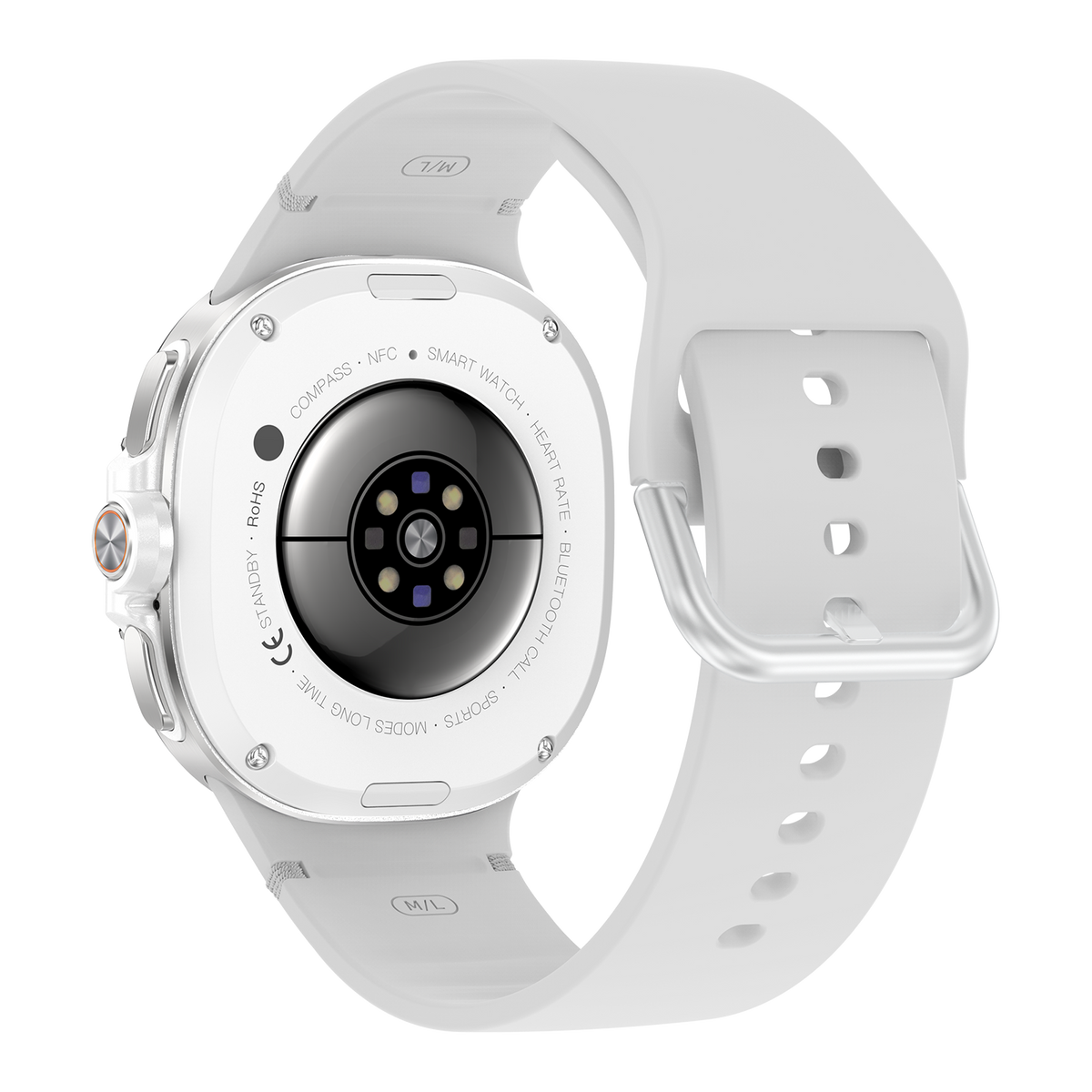 Watch8Classic-SU02 Smart Watch, Silicone Strap, Full Touch Screen, White