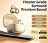 Y63 Zero Pressure Open Ear Wireless Earbuds Bluetooth 6.0 Heavy Bass Headphones，Cream Skin