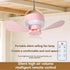 2-in-1 Camping Fan with LED Light Portable Rechargeable Battery Powered Fan with Remote for Tent, Travel, BBQ - Pink