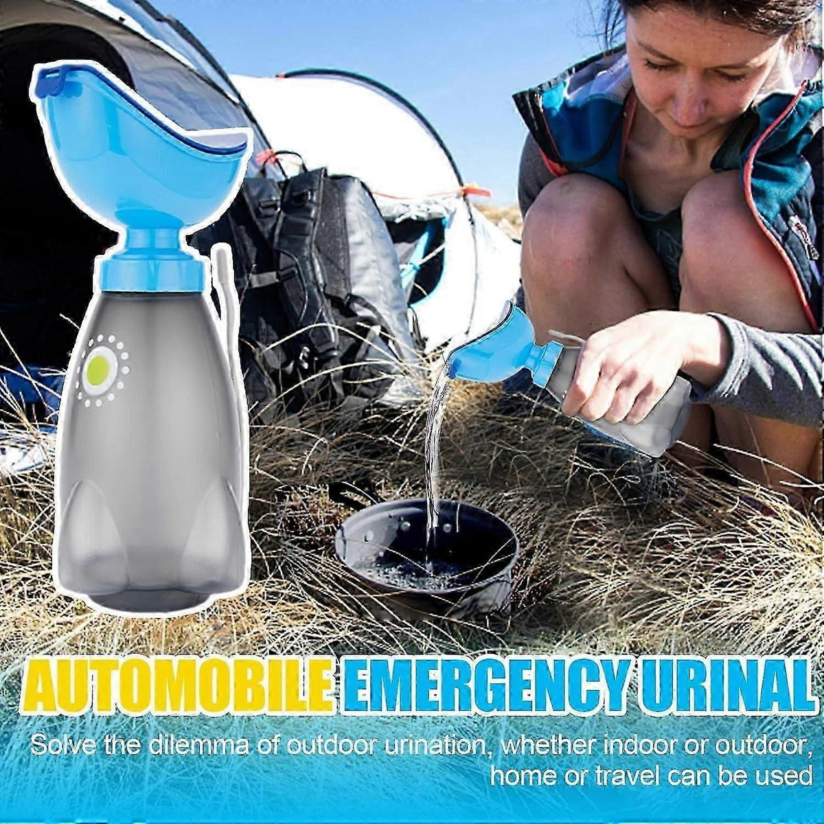 Portable urinal for women - ergonomic pee funnel with pan, ideal for road trips and travel