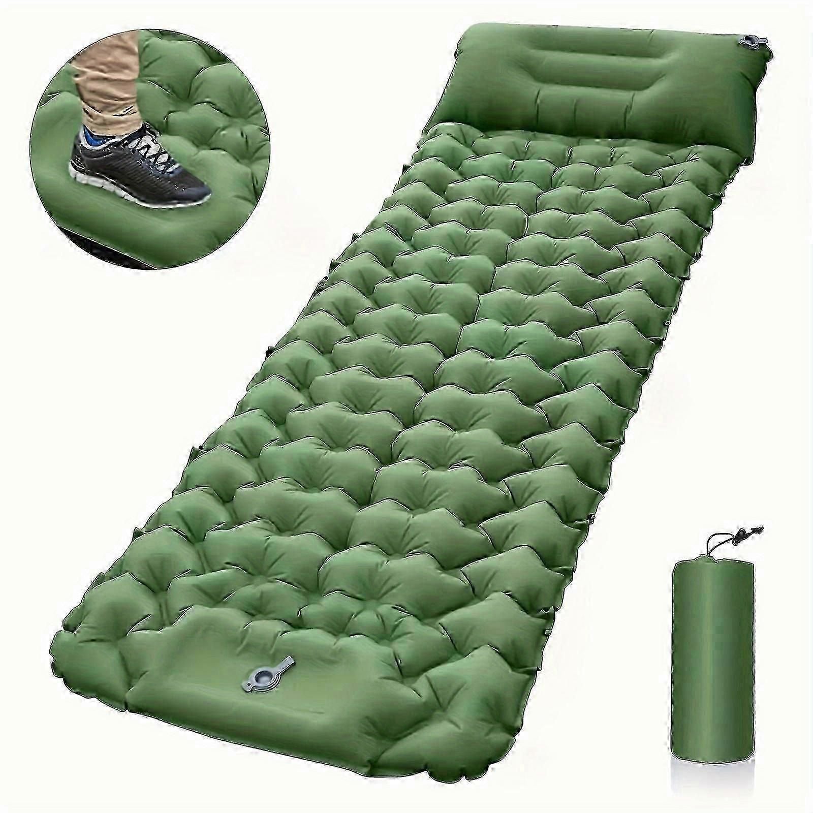 Portable Sleeping Pad, Camping Inflatable Mattress With Pillows, Folding Ultralight Air Cushion For Outdoor Hiking Trekking well - Gray