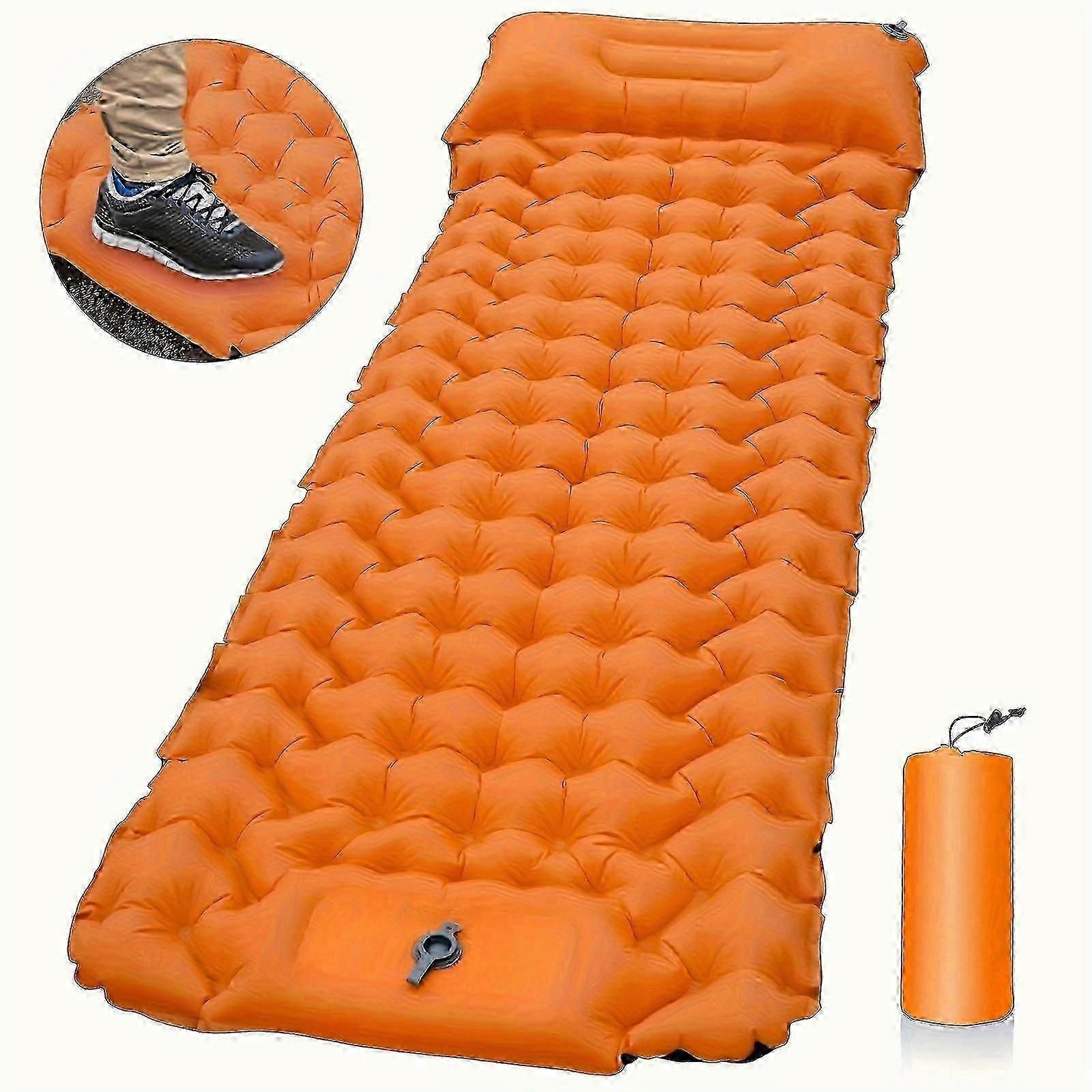 Portable Sleeping Pad, Camping Inflatable Mattress With Pillows, Folding Ultralight Air Cushion For Outdoor Hiking Trekking well - Gray