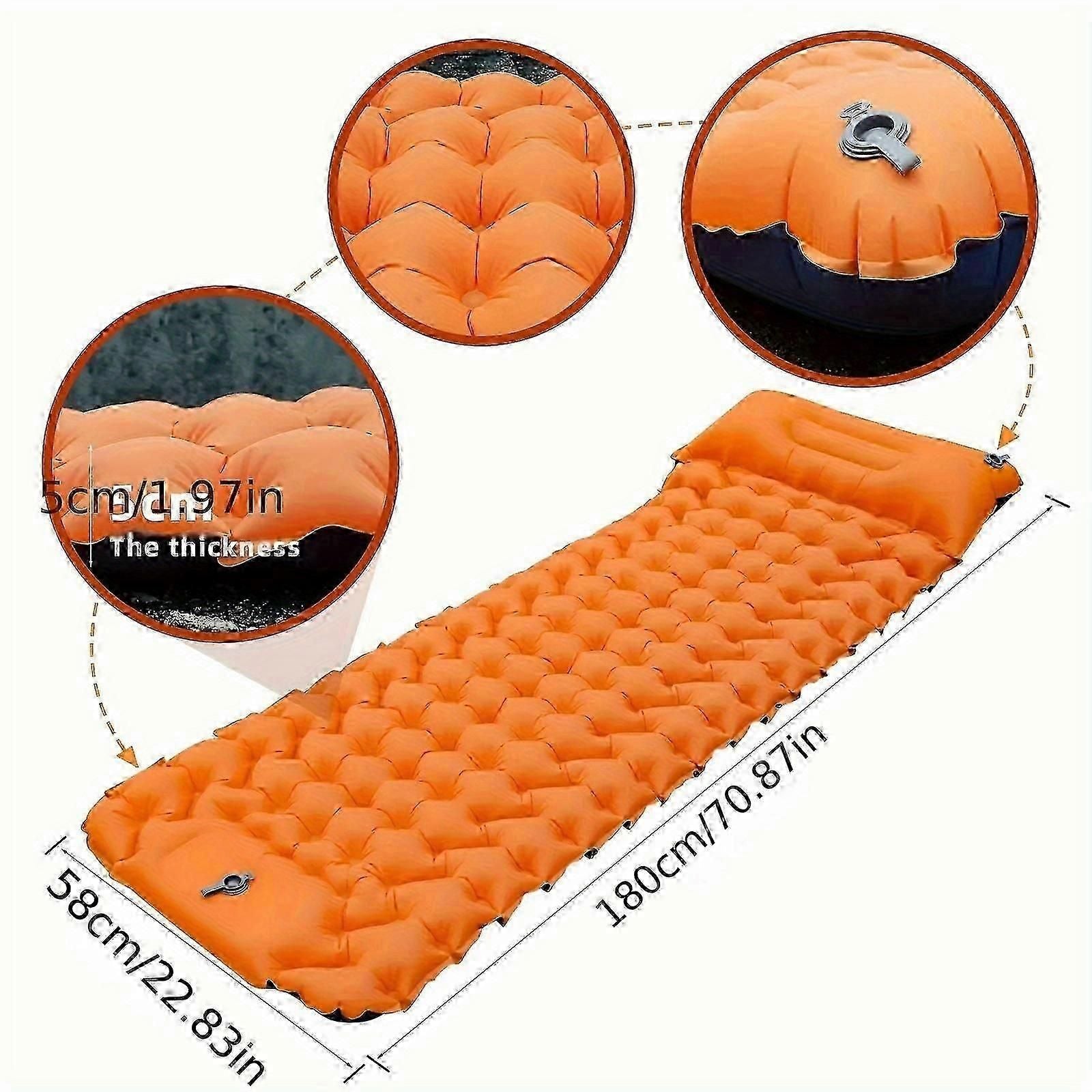 Portable Sleeping Pad, Camping Inflatable Mattress With Pillows, Folding Ultralight Air Cushion For Outdoor Hiking Trekking well - Gray