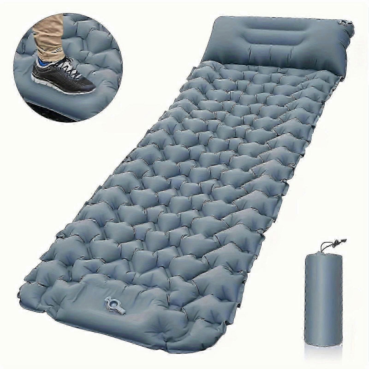 Portable Sleeping Pad, Camping Inflatable Mattress With Pillows, Folding Ultralight Air Cushion For Outdoor Hiking Trekking well - Orange