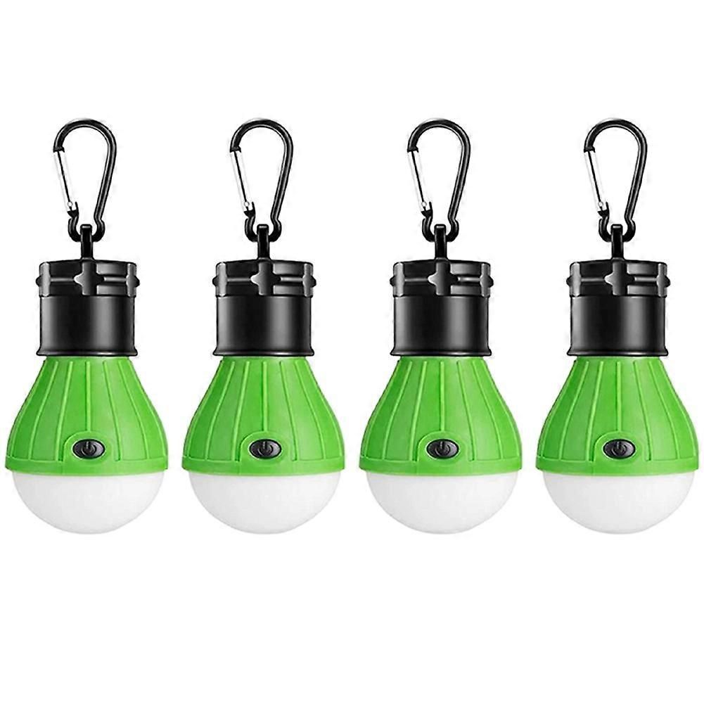 LED Camping Lantern, Super Bright Outdoor Waterproof Light with Hook, Ideal for Hiking, Fishing, Parties, 4-Pack Green
