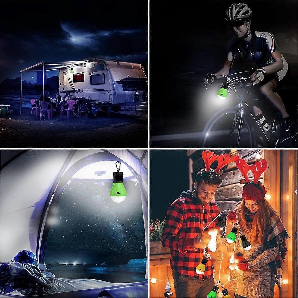 LED Camping Lantern, Super Bright Outdoor Waterproof Light with Hook, Ideal for Hiking, Fishing, Parties, 4-Pack Green
