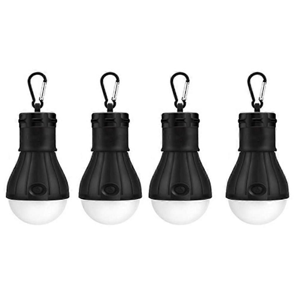LED Camping Lantern, Super Bright Outdoor Waterproof Light with Hook, Ideal for Hiking, Fishing, Parties, 4-Pack Black