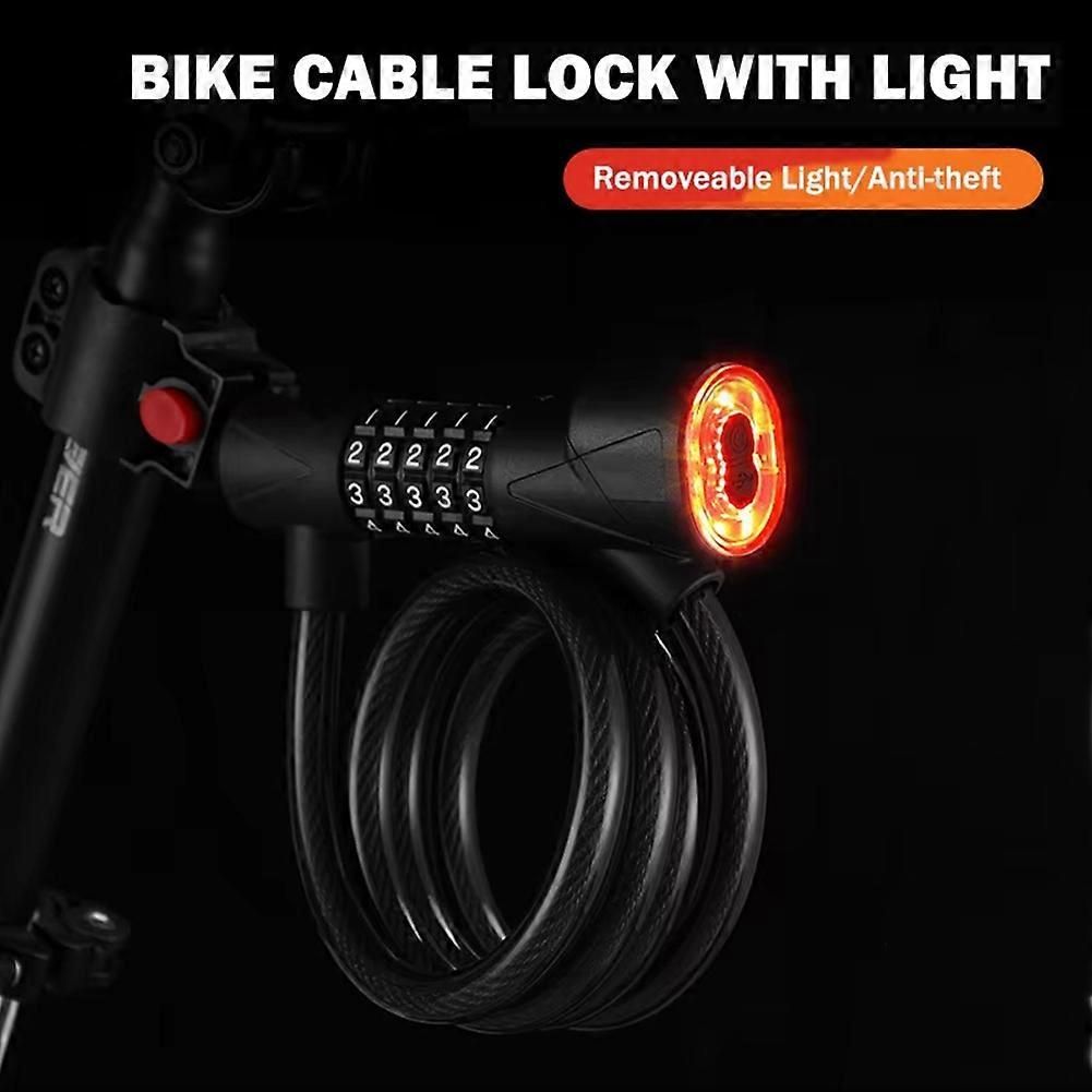 Bicycle Lock with Light 5 Digit Security Password Bike Lock Green