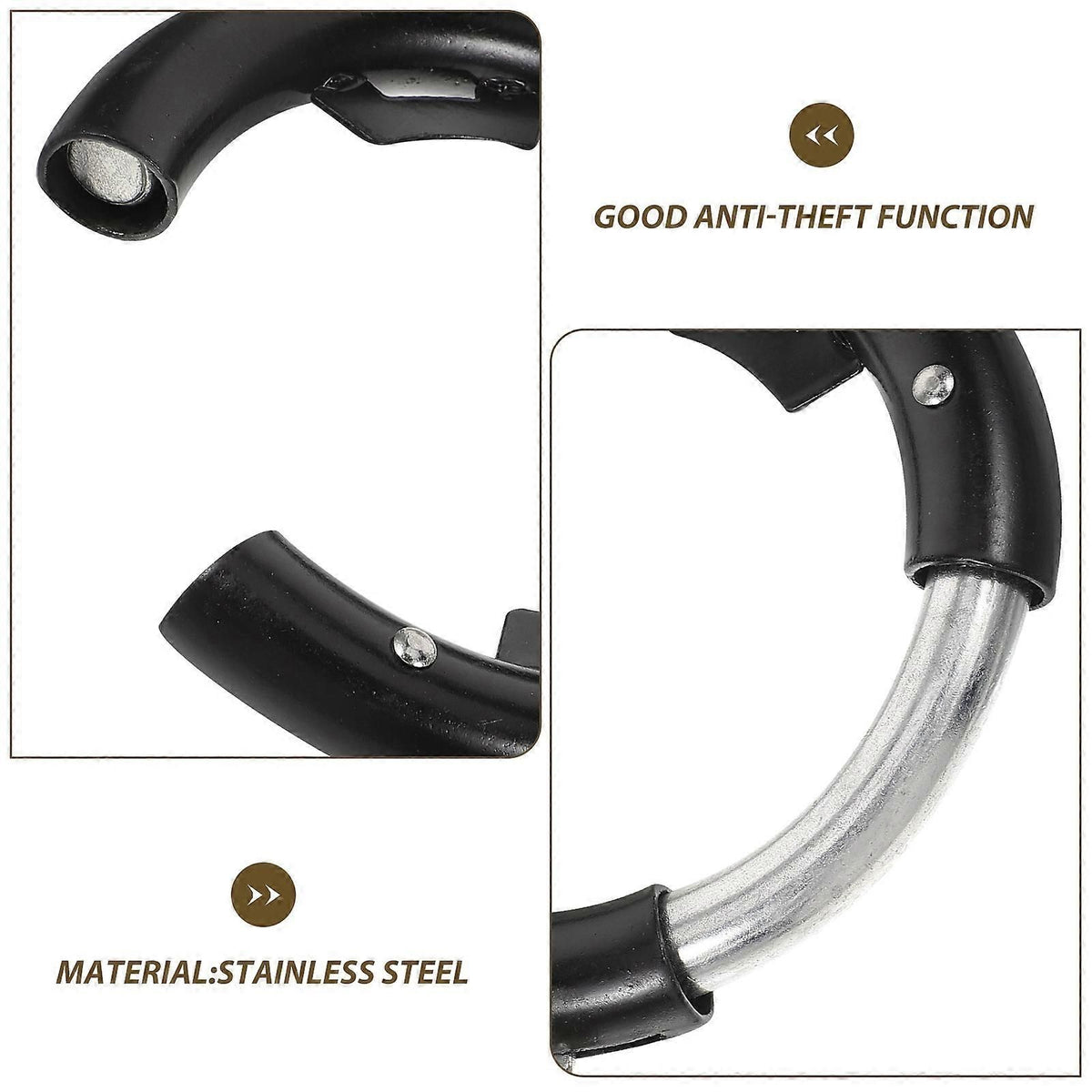 4-Pack Reusable Steel Bike Frame Locks, Multi-Function Round Design, Black