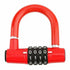 4-Digit U-Shape Bicycle Lock, Anti-Theft Weatherproof Metal Body, Red Finish