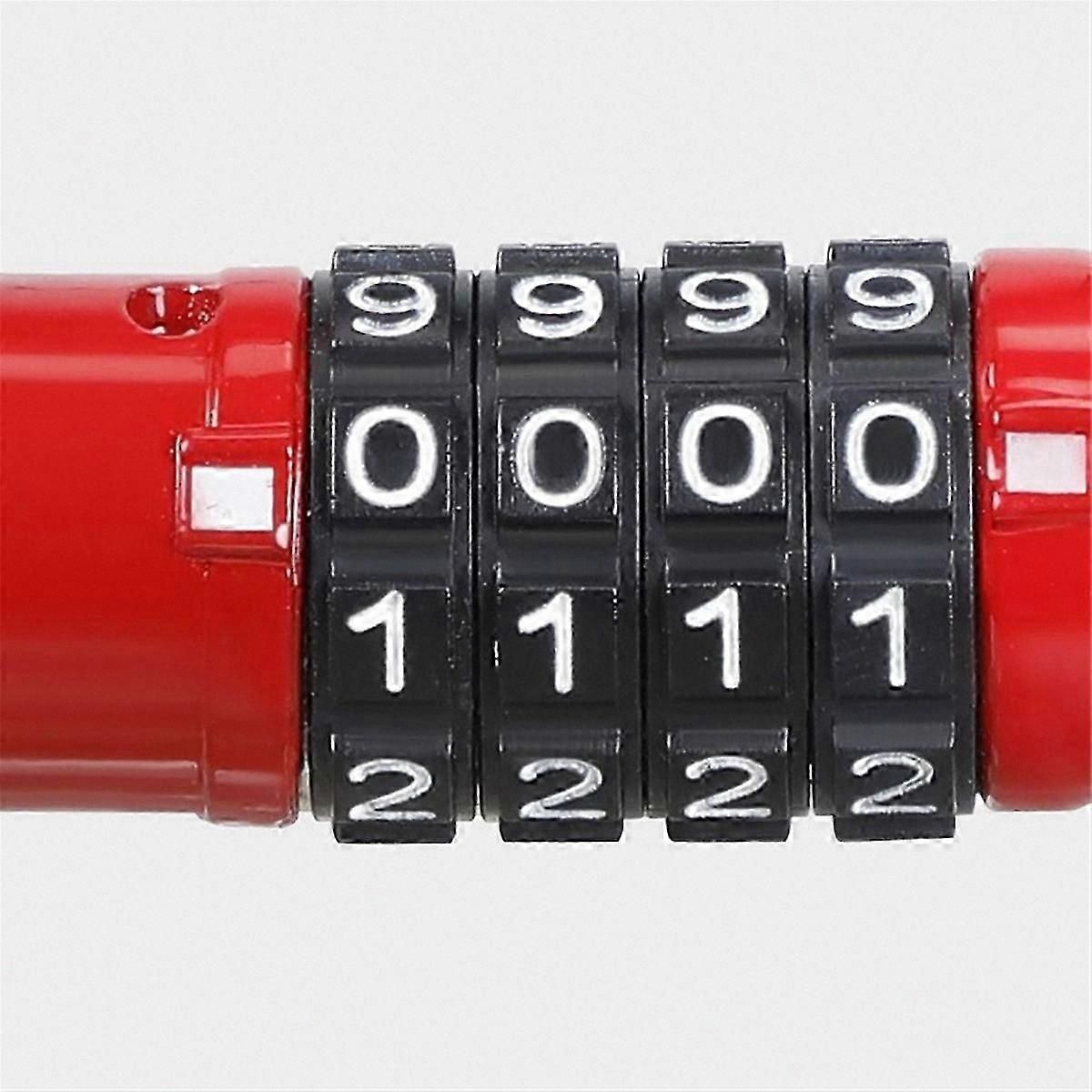 4-Digit U-Shape Bicycle Lock, Anti-Theft Weatherproof Metal Body, Red Finish