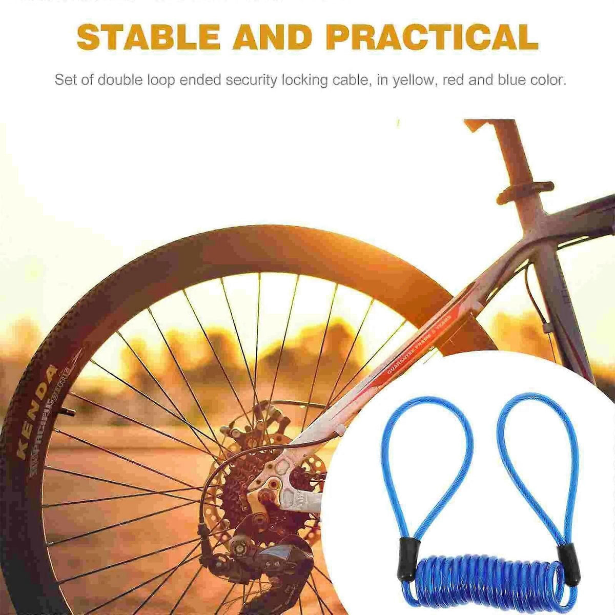 3-Pack Disc Lock Reminder Cable, Steel & Plastic, Multi-Color, 10cm Coil