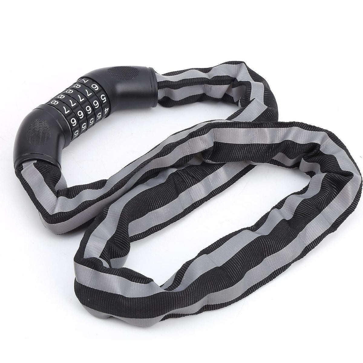 Reflective Black Keyless Bike Antitheft Coded Lock - Five Password Bicycle Cable Lock