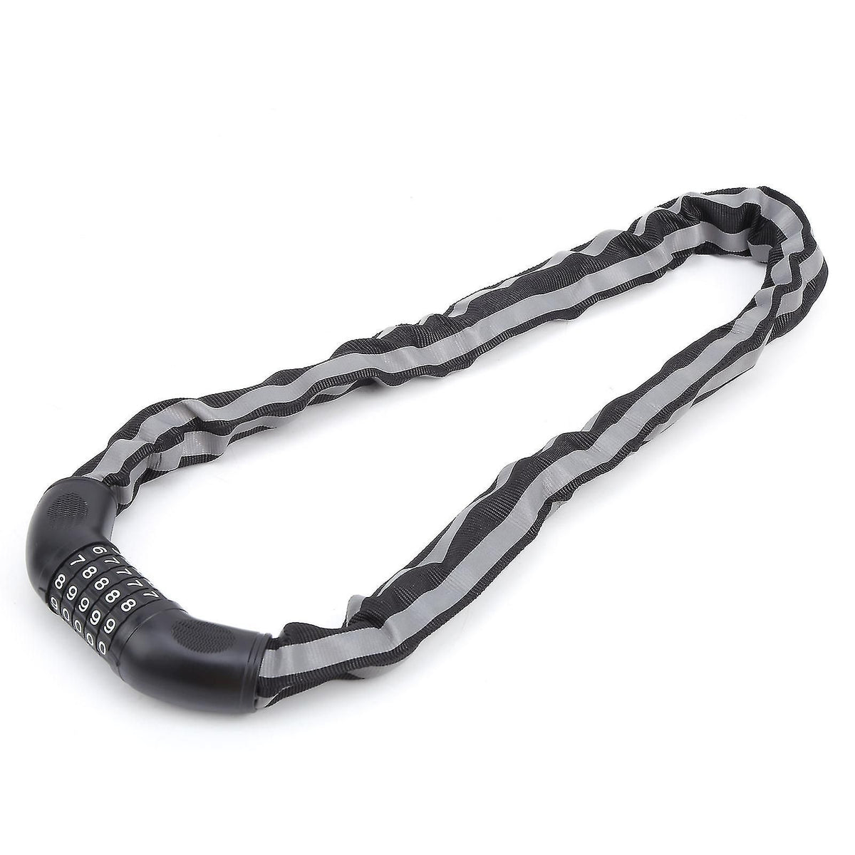 Reflective Black Keyless Bike Antitheft Coded Lock - Five Password Bicycle Cable Lock