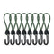 10Pcs Tent Stretch Strap Set Bungee Cords Set with Hooks, Metal Shock Cord Hook - Green