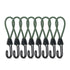 10Pcs Tent Stretch Strap Set Bungee Cords Set with Hooks, Metal Shock Cord Hook - Green