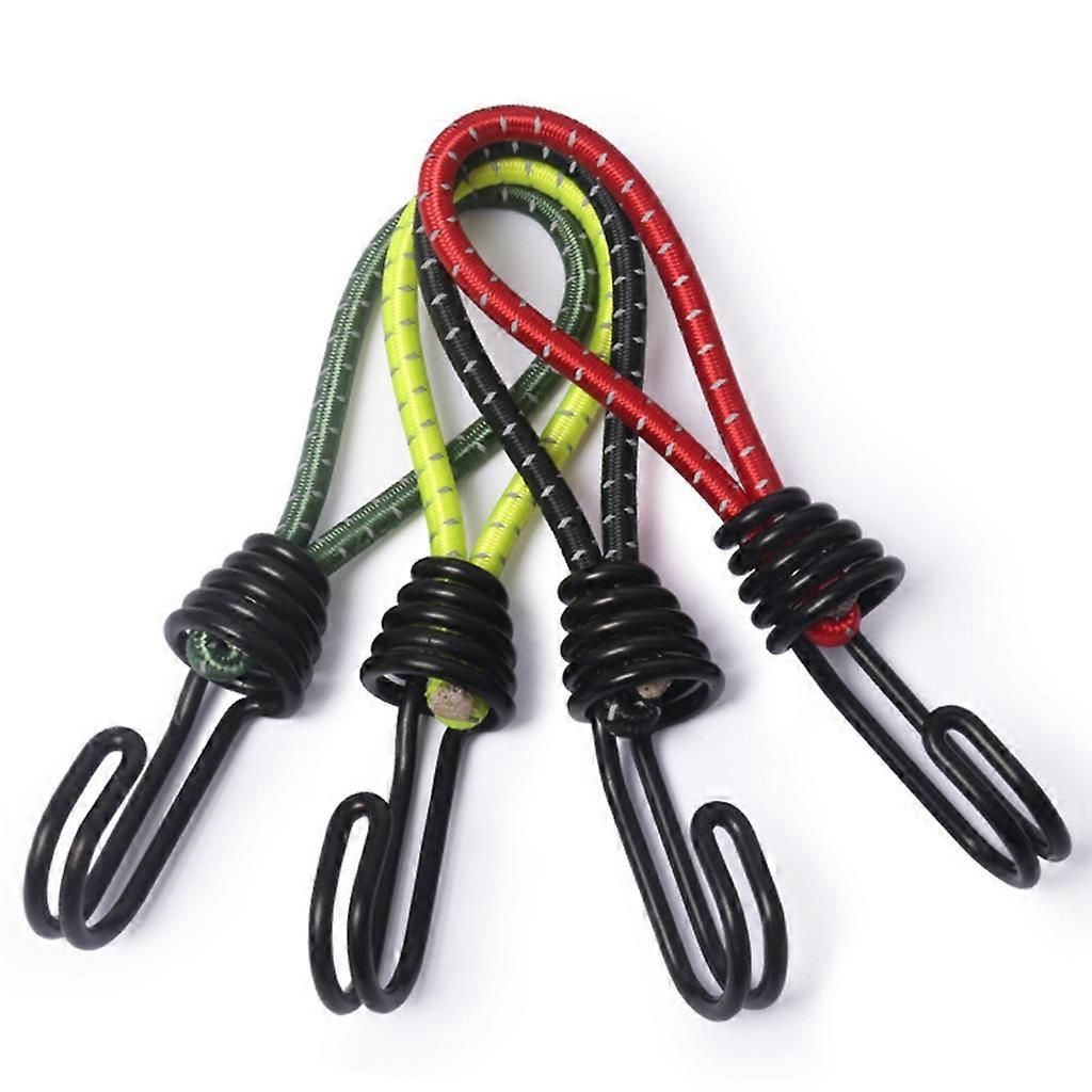 10Pcs Tent Stretch Strap Set Bungee Cords Set with Hooks, Metal Shock Cord Hook - Green