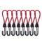 10Pcs Tent Stretch Strap Set Bungee Cords Set with Hooks, Metal Shock Cord Hook - Red