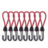 10Pcs Tent Stretch Strap Set Bungee Cords Set with Hooks, Metal Shock Cord Hook - Red