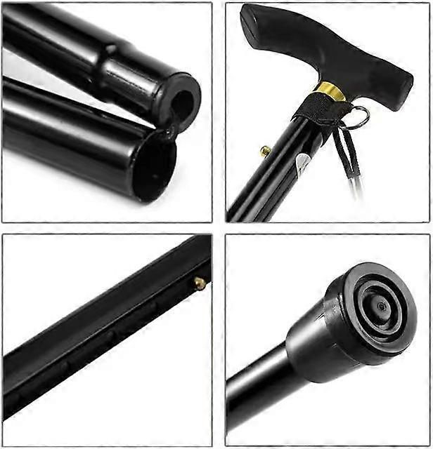 Folding Walking Stick Adjustable Aluminium Alloy Hiking Pole Lightweight Collapsible Trekking Cane for Camping Travel Outdoor Activities - Blue