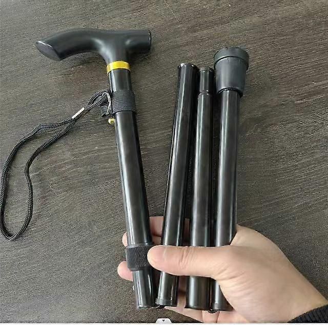 Folding Walking Stick Adjustable Aluminium Alloy Hiking Pole Lightweight Collapsible Trekking Cane for Camping Travel Outdoor Activities - Blue
