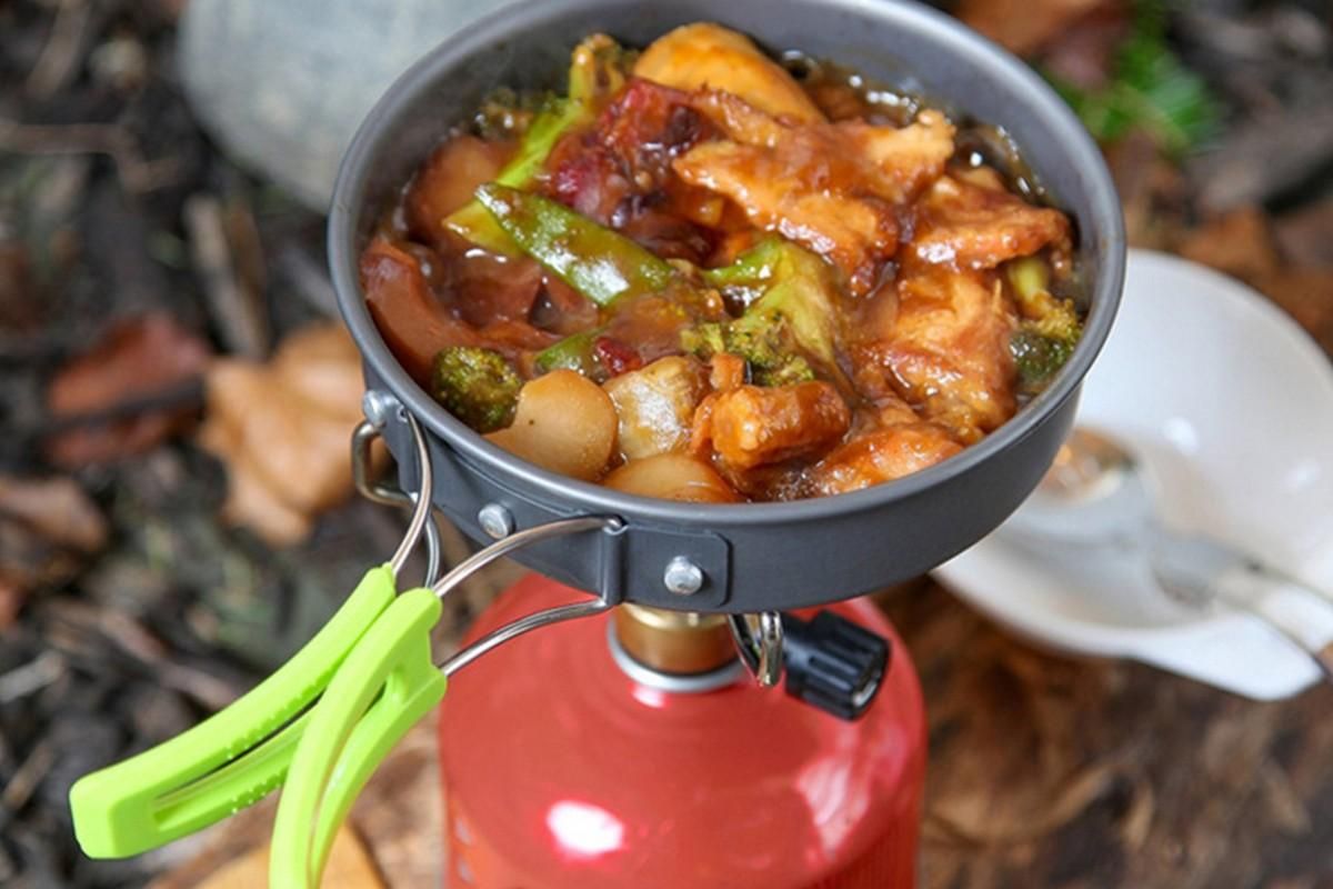 10Pcs Camping Cookware Mess Kit for Outdoor Camping Hiking Picnic -Green