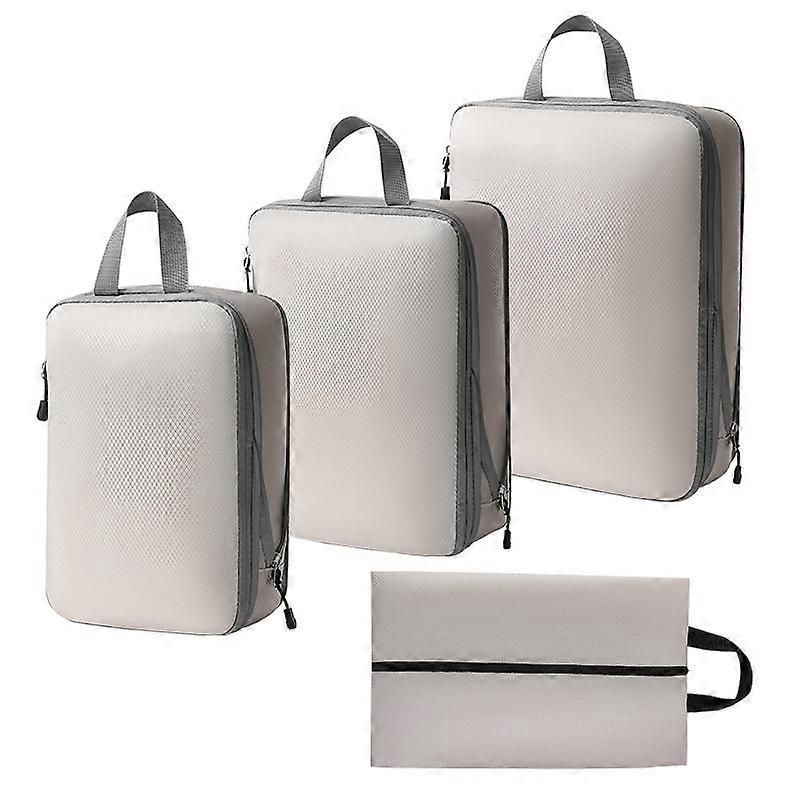 Travel Packing Cubes Set, Beige Luggage Organiser Bags for Camping