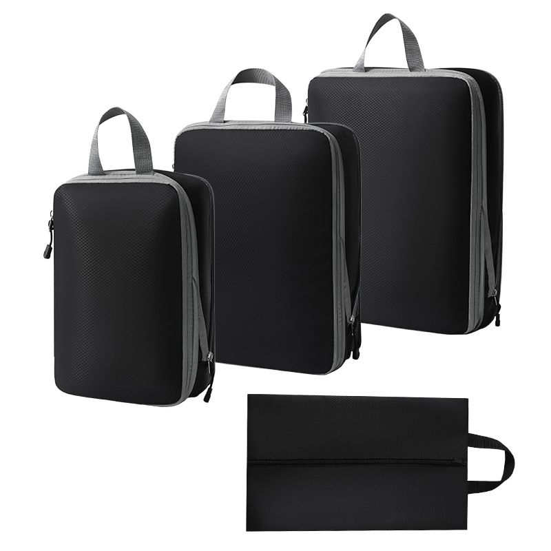 Travel Packing Cubes Set, Black Luggage Organiser Bags for Camping