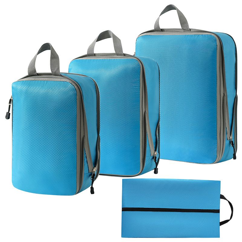 Travel Packing Cubes Set, Blue Luggage Organiser Bags for Camping