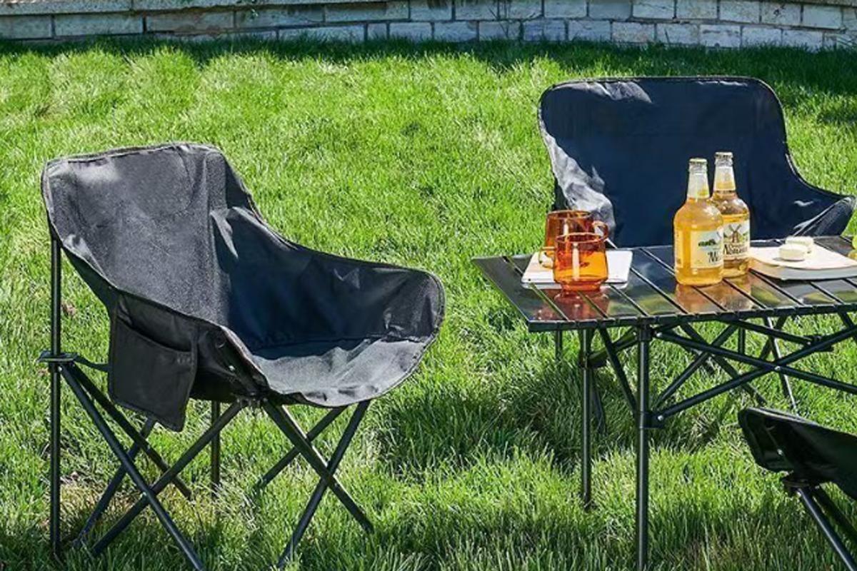 Compact Folding Chair Portable Camping Chair for Outdoor Activities - Black