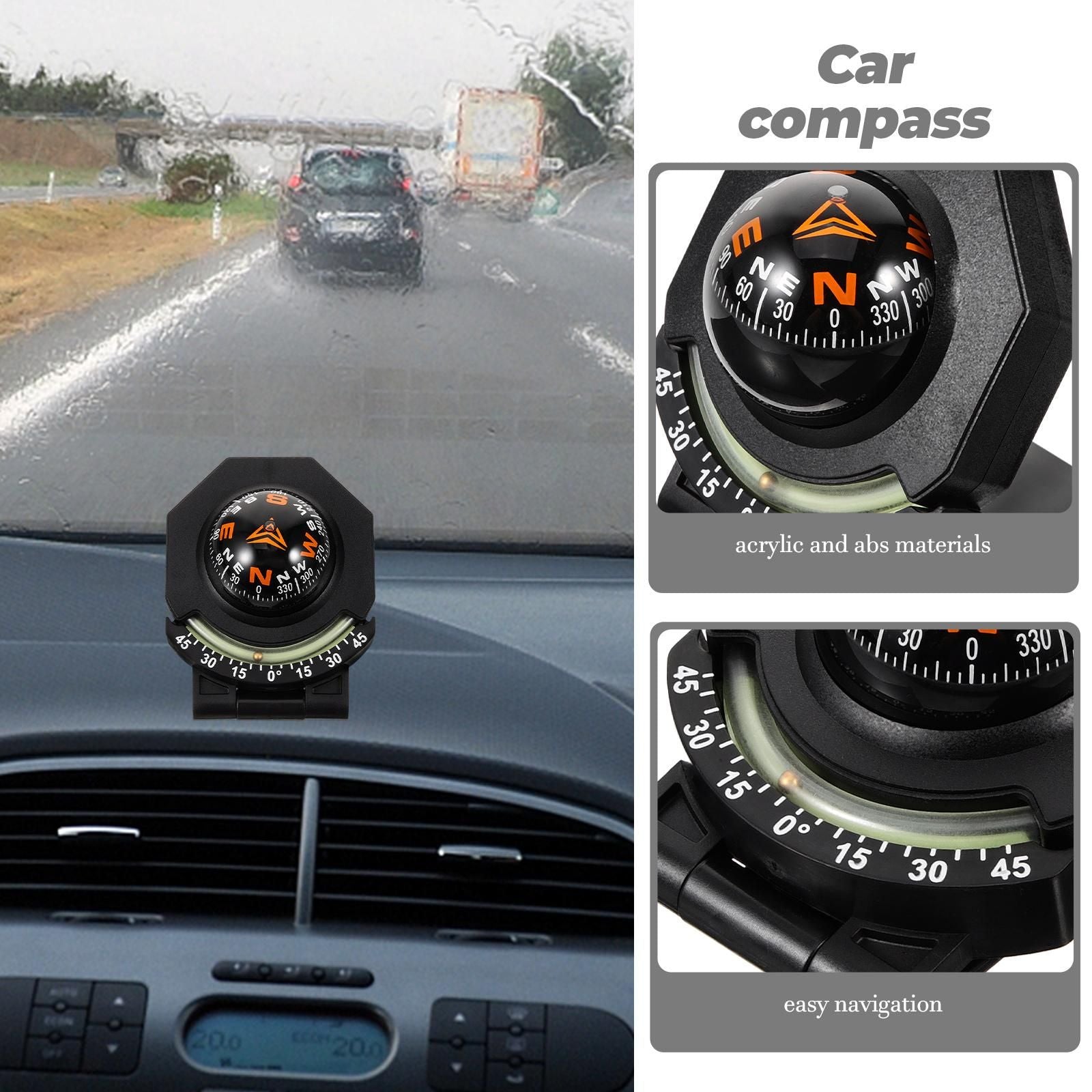 Car Compass Portable Outdoor Compass Ball Car Dashboard Ornament Automotive Compass Ball