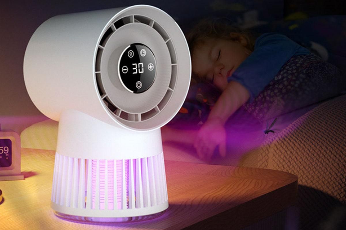 2 in 1 Electric Mosquito Lamp Fan Portable Mosquito Lamp Bug Zapper Desk Fan Bladeless
