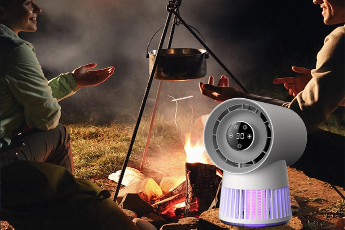 2 in 1 Electric Mosquito Lamp Fan Portable Mosquito Lamp Bug Zapper Desk Fan Bladeless