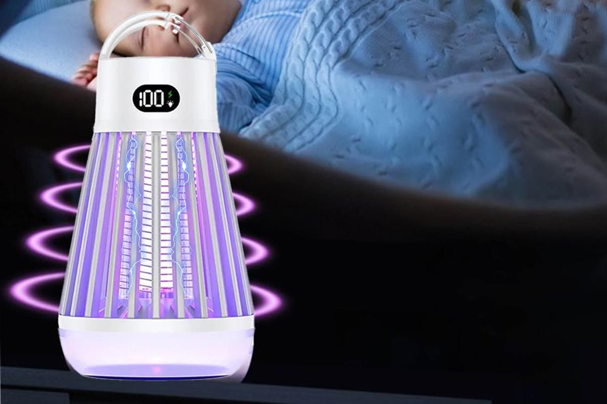 Electric Zapper Portable Rechargeable Mosquito Killer Lamp Trap -White