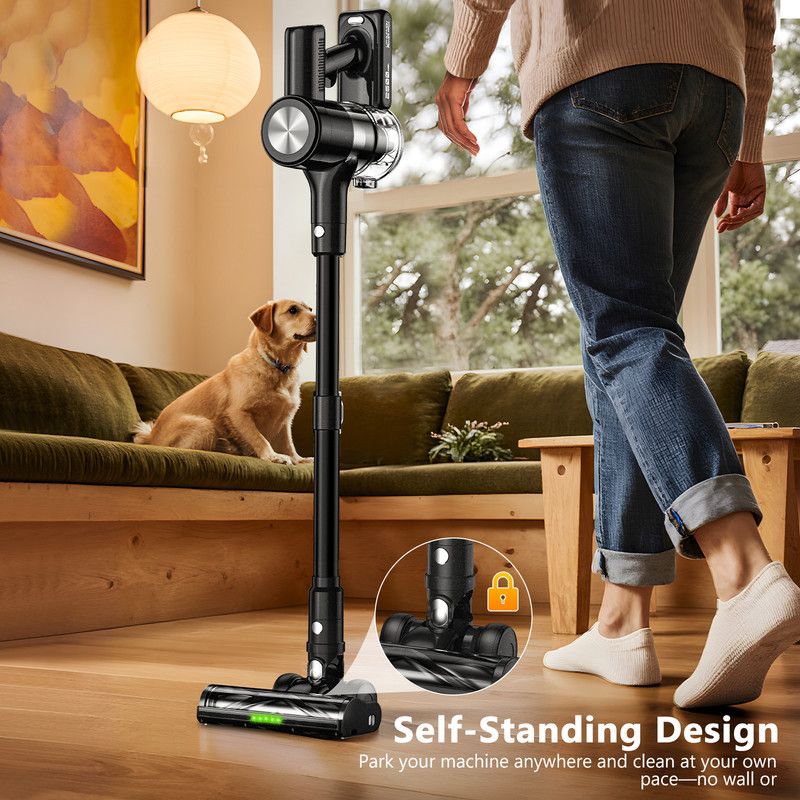 Cordless Vacuum Cleaner 55kPa, 55 Min Runtime, Self-Standing, LED Display