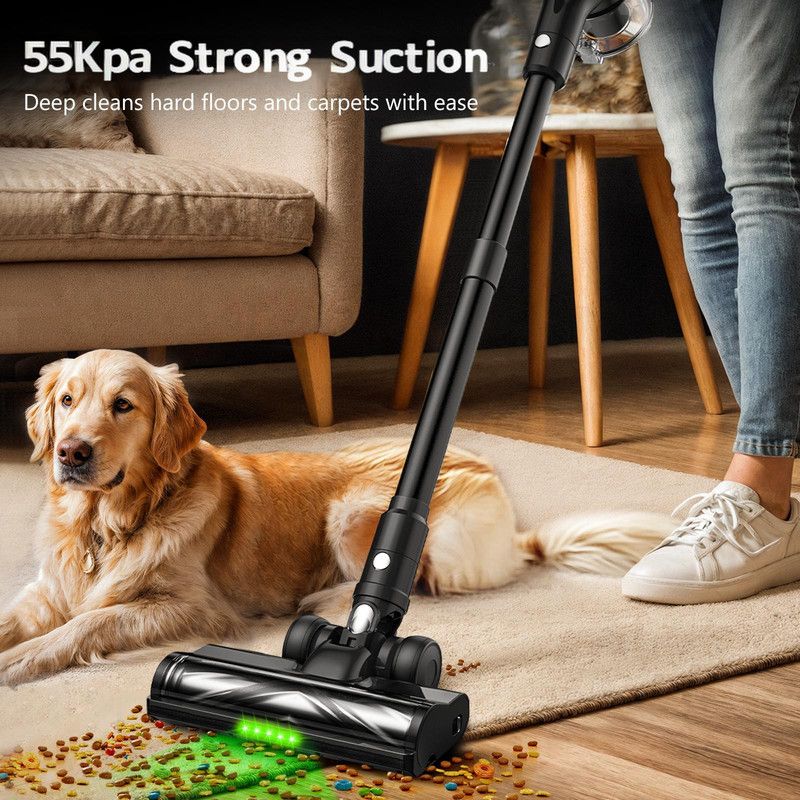 Cordless Vacuum Cleaner 55kPa, 55 Min Runtime, Self-Standing, LED Display
