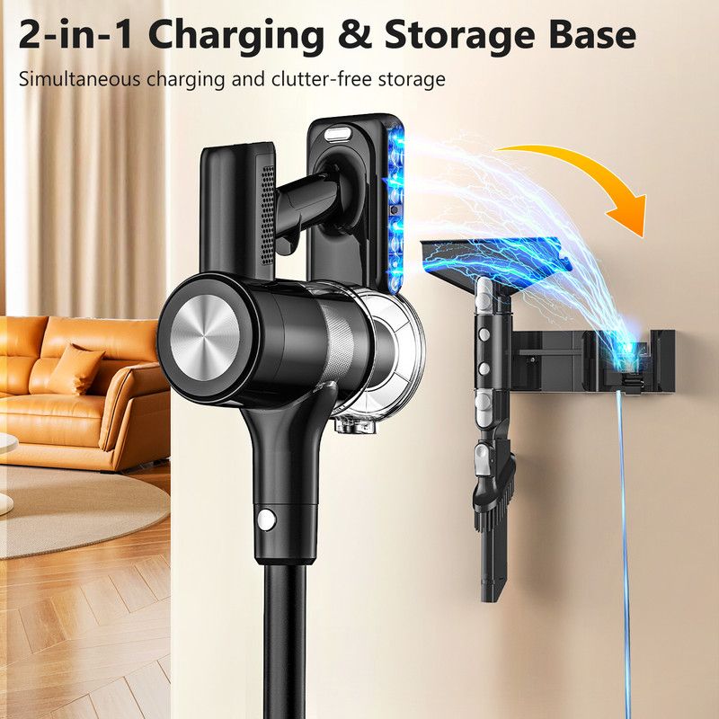 Cordless Vacuum Cleaner 55kPa, 55 Min Runtime, Self-Standing, LED Display